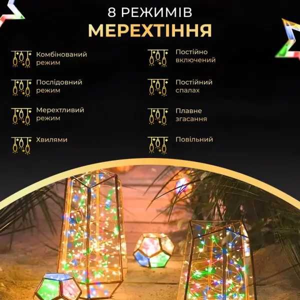 Гірлянда Роса нитка 500 LED 50 м з пультом від мережі зелена нитка