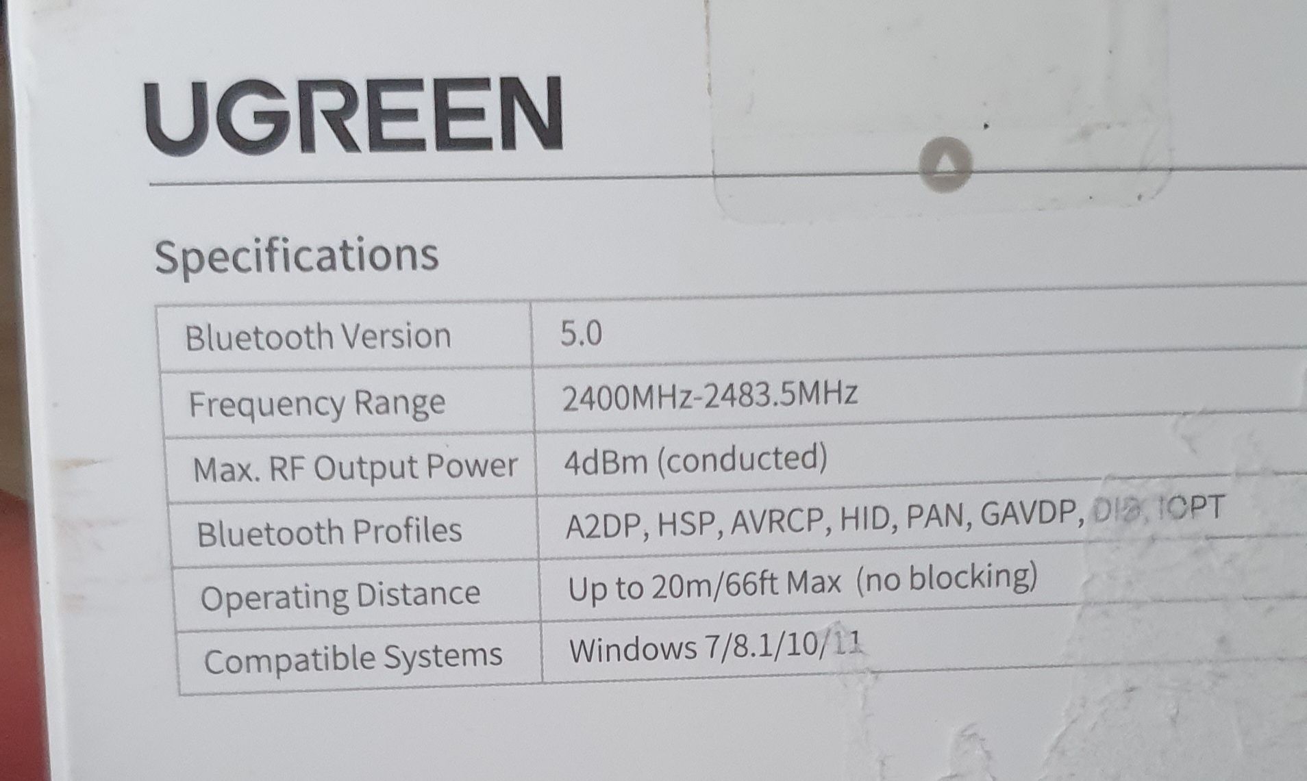 Adapter Bluetooth UGREEN CM390 Czarny