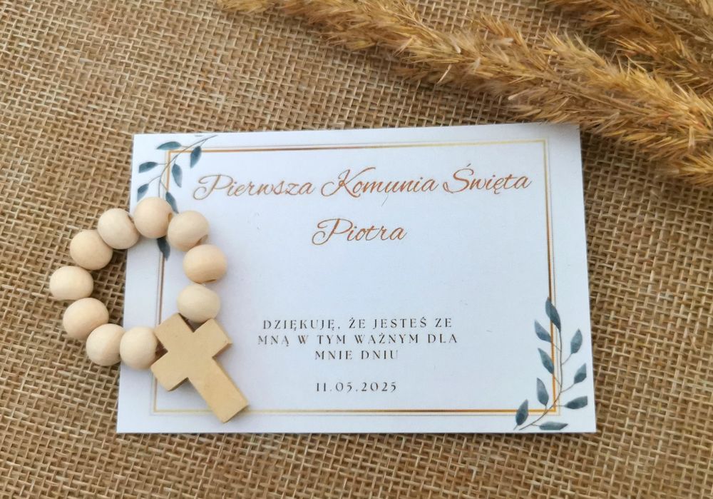 Podziękowanie dla gości komunijnych komunia różaniec dziesiątka