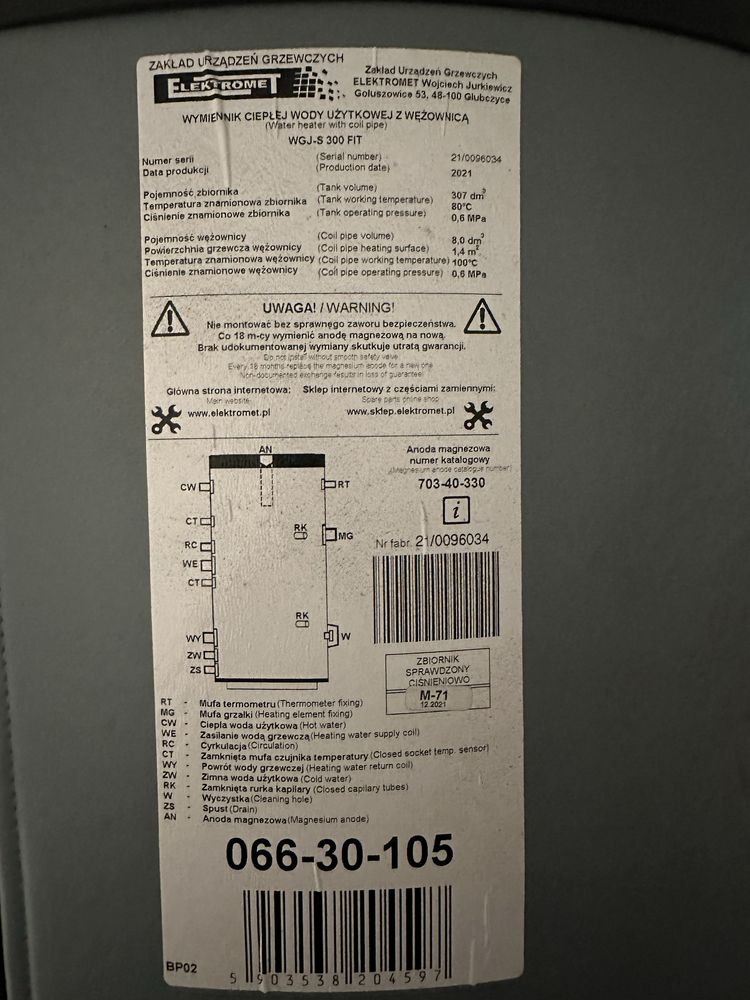 Zbiornik, bojler, zasobnik, wymiennik, elektromet