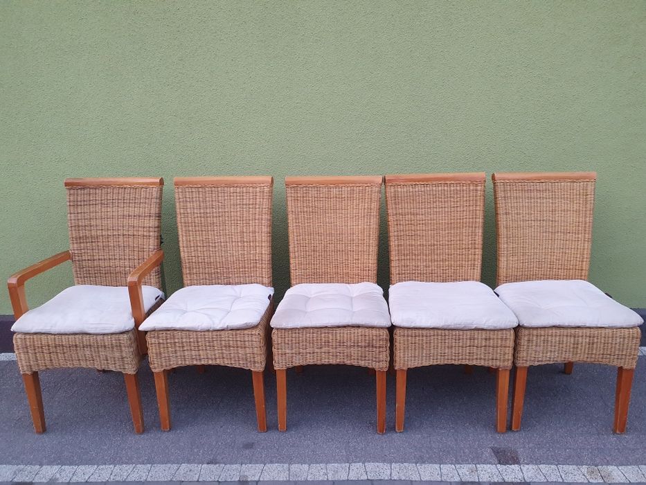 Krzesła Wiklinowe Komplet 5szt. Wiklina