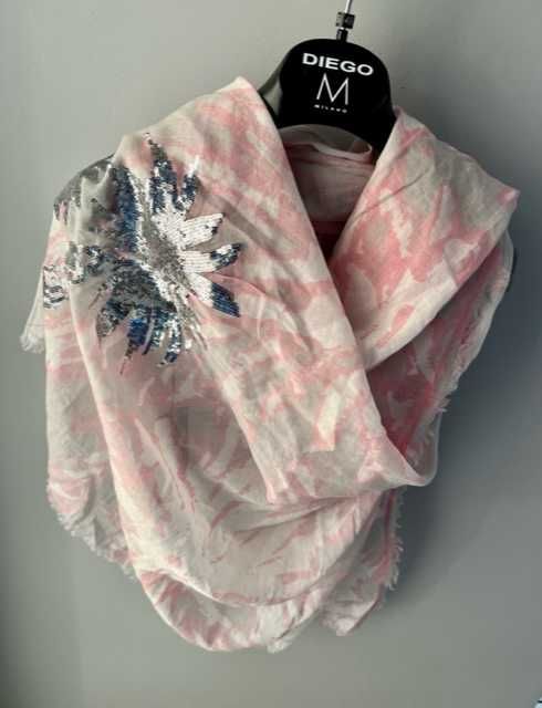 Marc Aurel chusta chustka szal apaszka 100% bawełna pudrowy róż