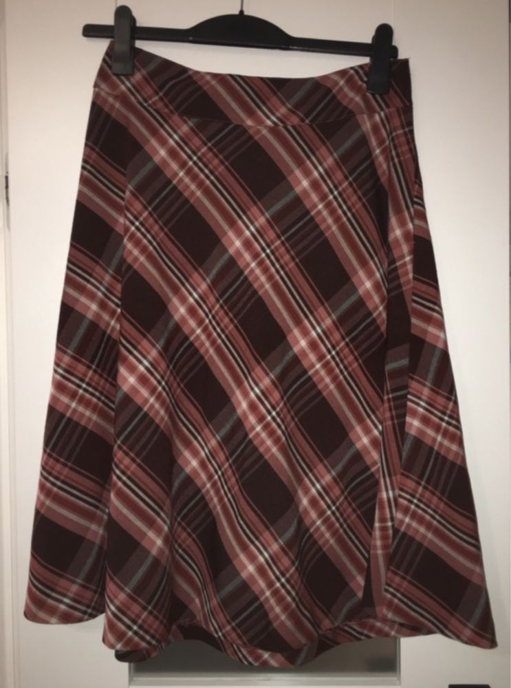Spódnica bordo krata h&m 38