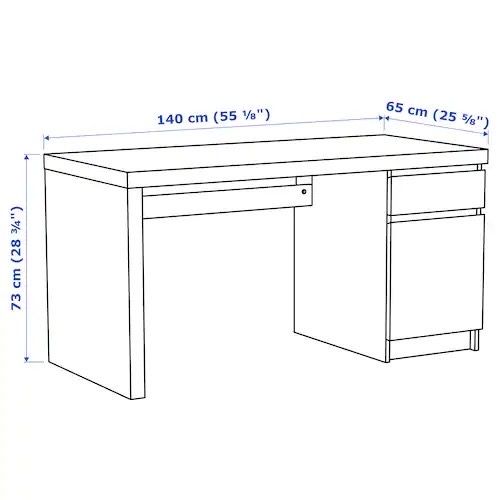 biurko malm ikea 140x65