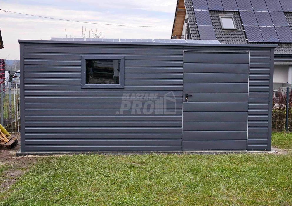 Domek Ogrodowy Schowek 6x3  okno Antracyt - dach spad w tył  GP352