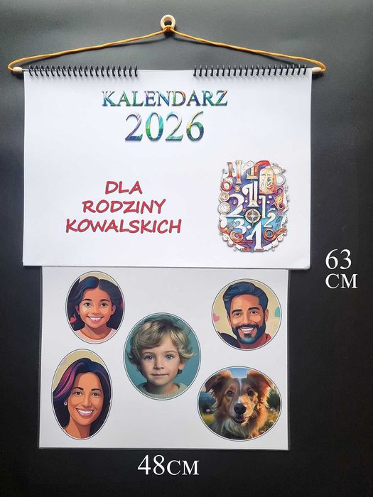 Kalendarz Rodzinny DUŻY ścienny/miesięczny 2026 63cm/48cm