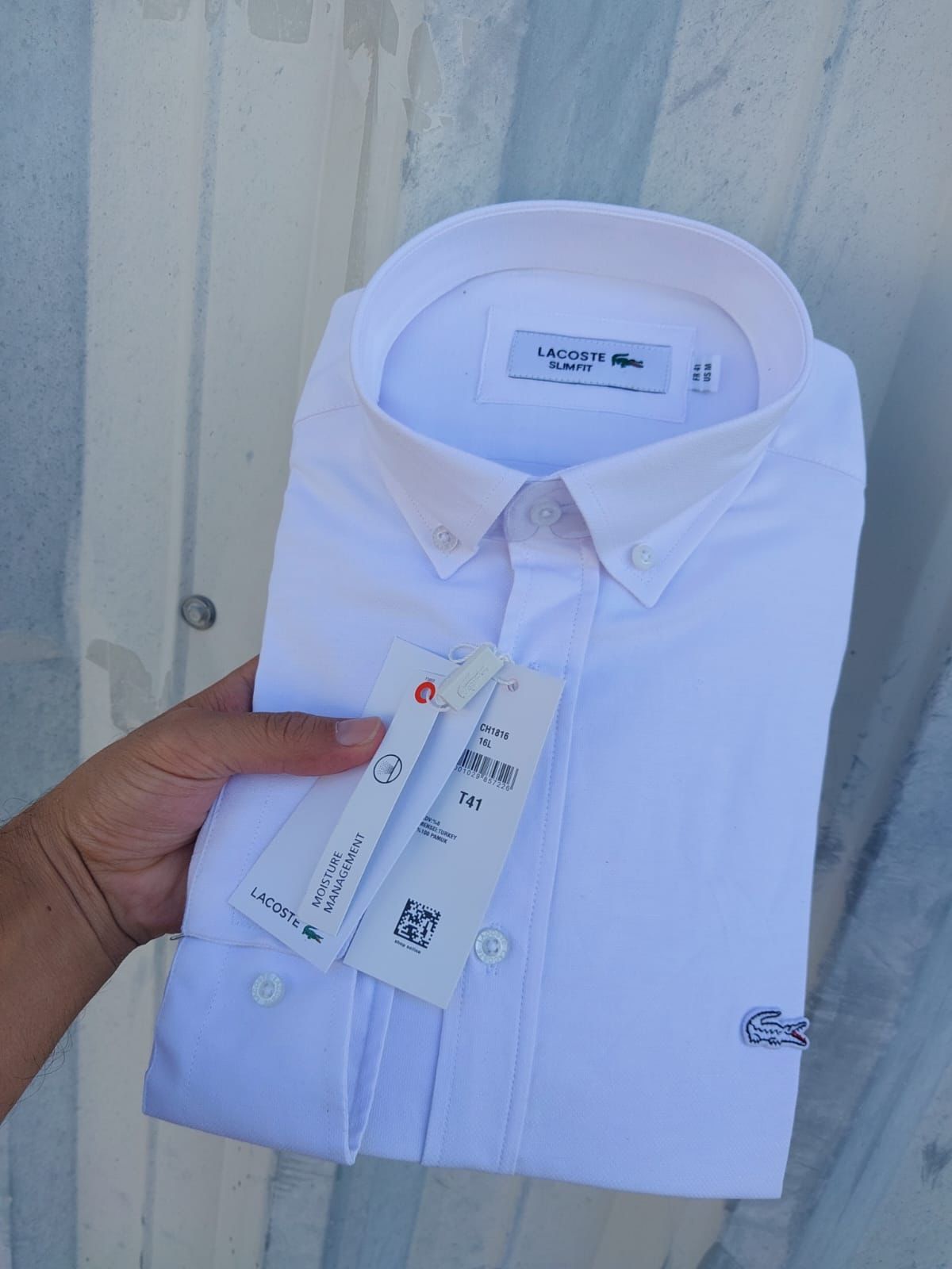 Lacoste męska biała koszula m-xxl biała koszula