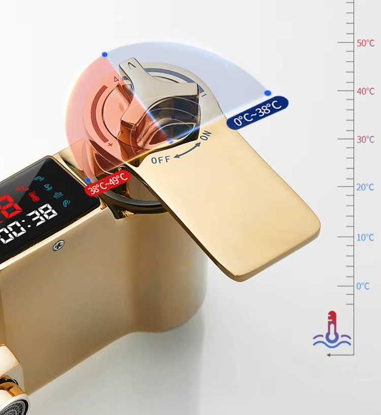 Zestaw prysznicowy bateria deszczownica prysznic złoty chrom LCD SMART