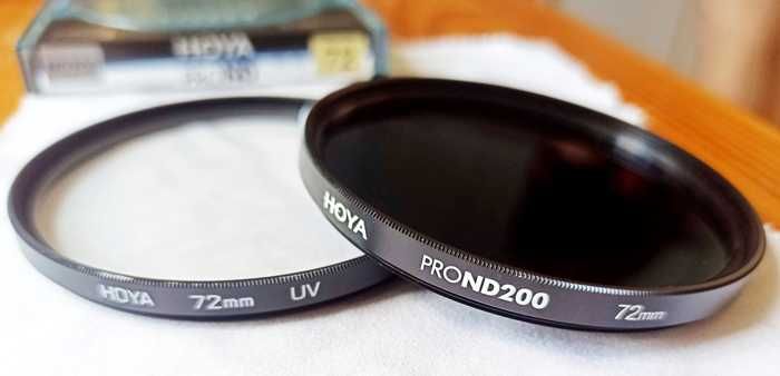 Filtry HOYA szary PROND200 + klasyczny UV oba na 72mm