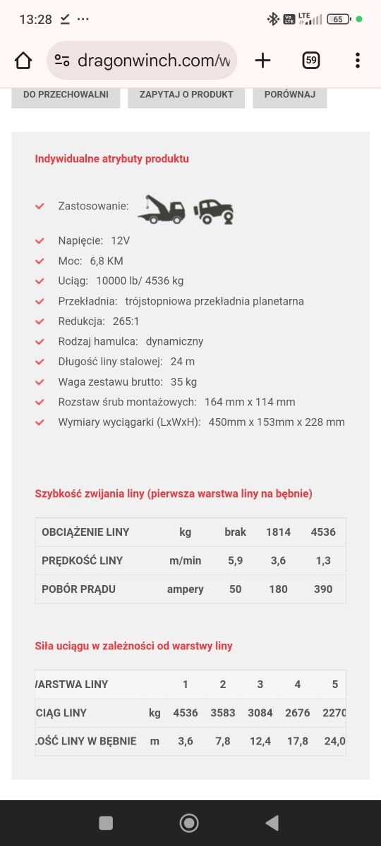 Wyciągarka, wciągarka samochodowa Dragon Winch DWM 10000 HD syntetyk.