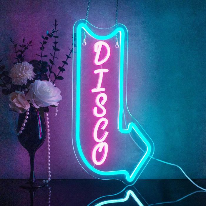 Neon LED Dekoracyjny DISCO Wielokolorowy Ściemnialny 42x24 cm USB
