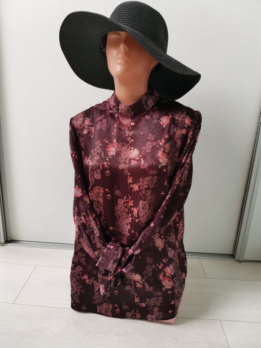 Mohito 38 M koszula bluzka elegancka atłas burgund śliwka modna