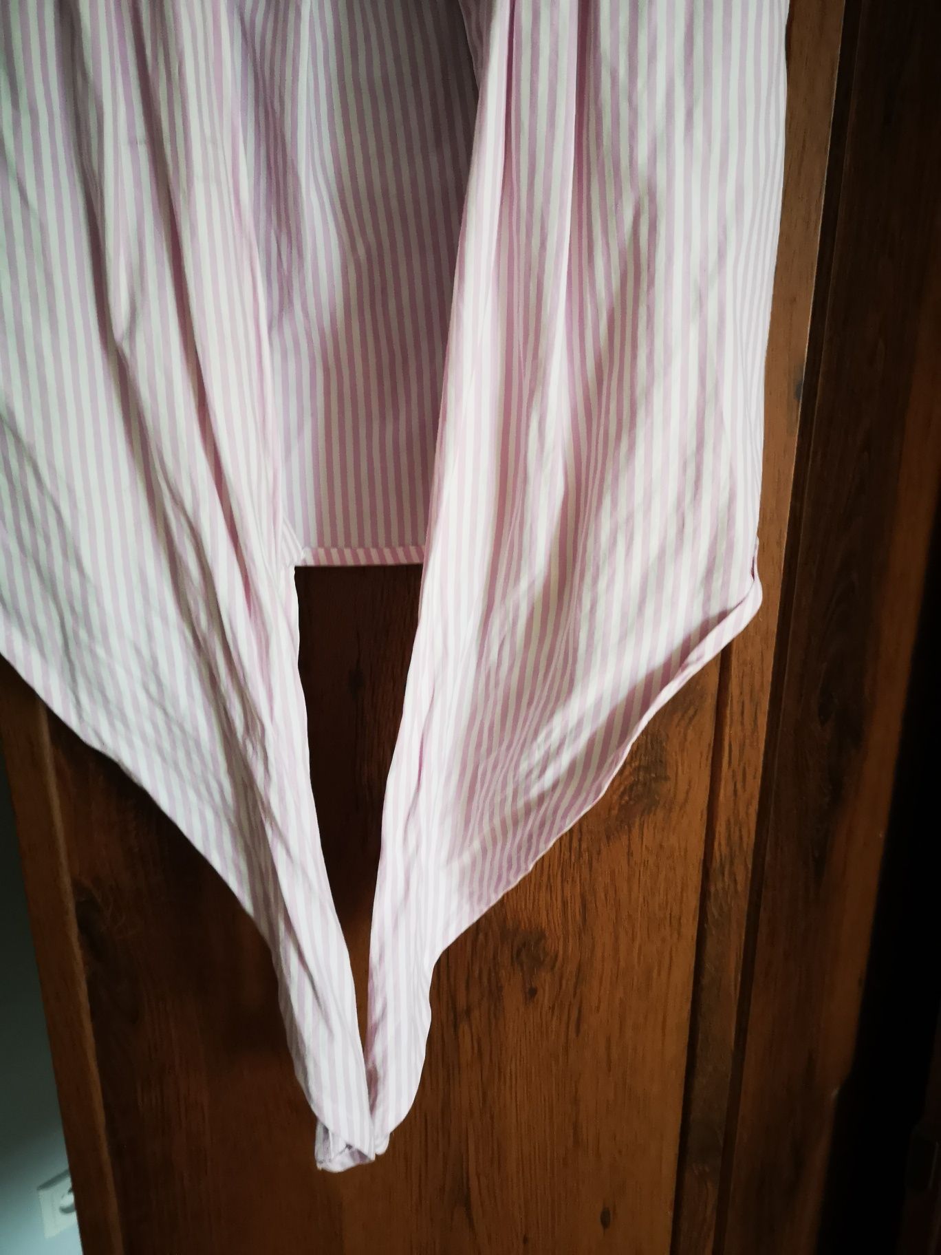 Bluzka z wiązaniem koszulka haftowana różowa koronkowa krótka ażurkowa
