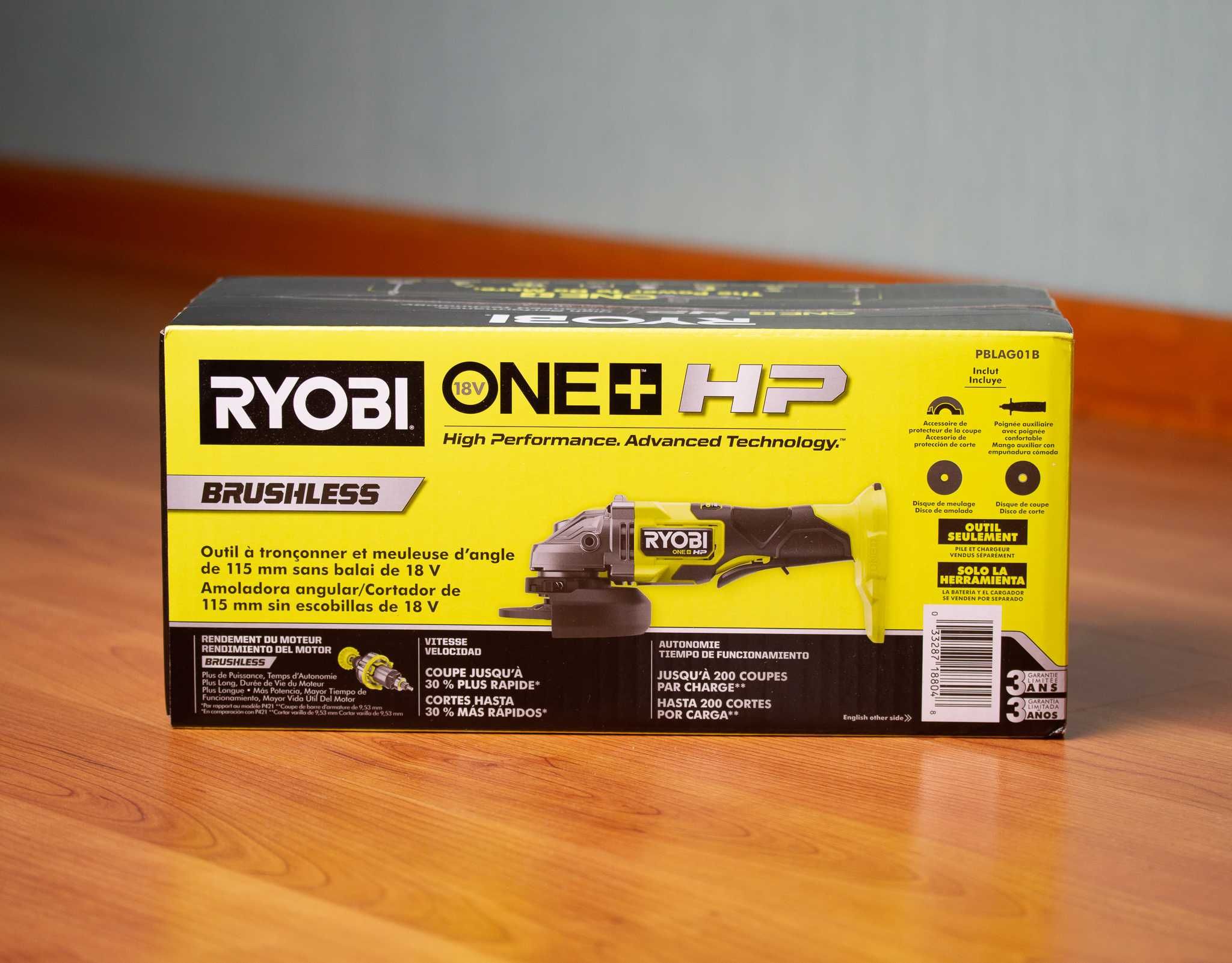 Бесщеточный аккум. 125мм 115 ушм болгарка Ryobi One+ HP 18V PBLAG01B