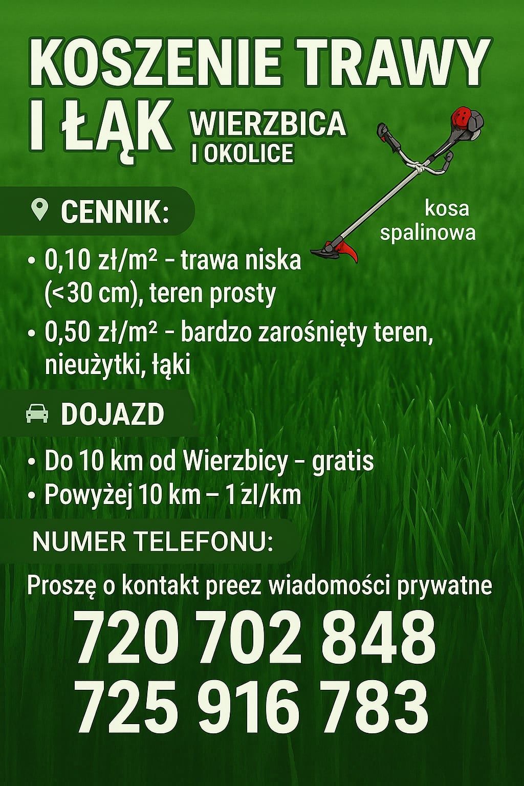 Koszenie trawy i łąk