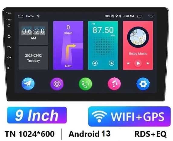 Duże Radio 9 cali Android 10 GPS Navi 2 DIN WiFi Bluetooth You