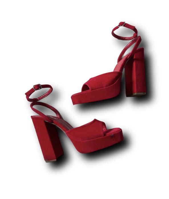 Buty damskie koturn platforma obcas wysokie aksamit Primark 40