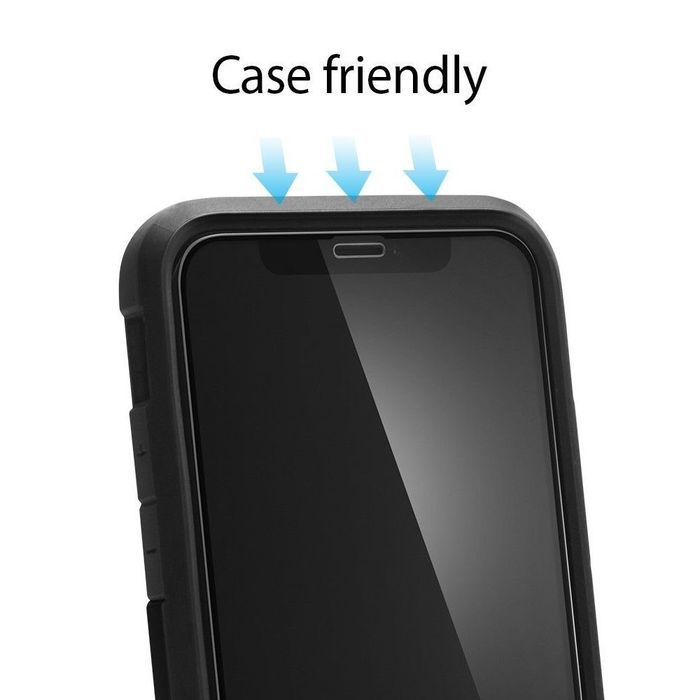 Szkło Hartowane Spigen 9H Case Friendly DO iPhone X XS 11 Pro Czarne