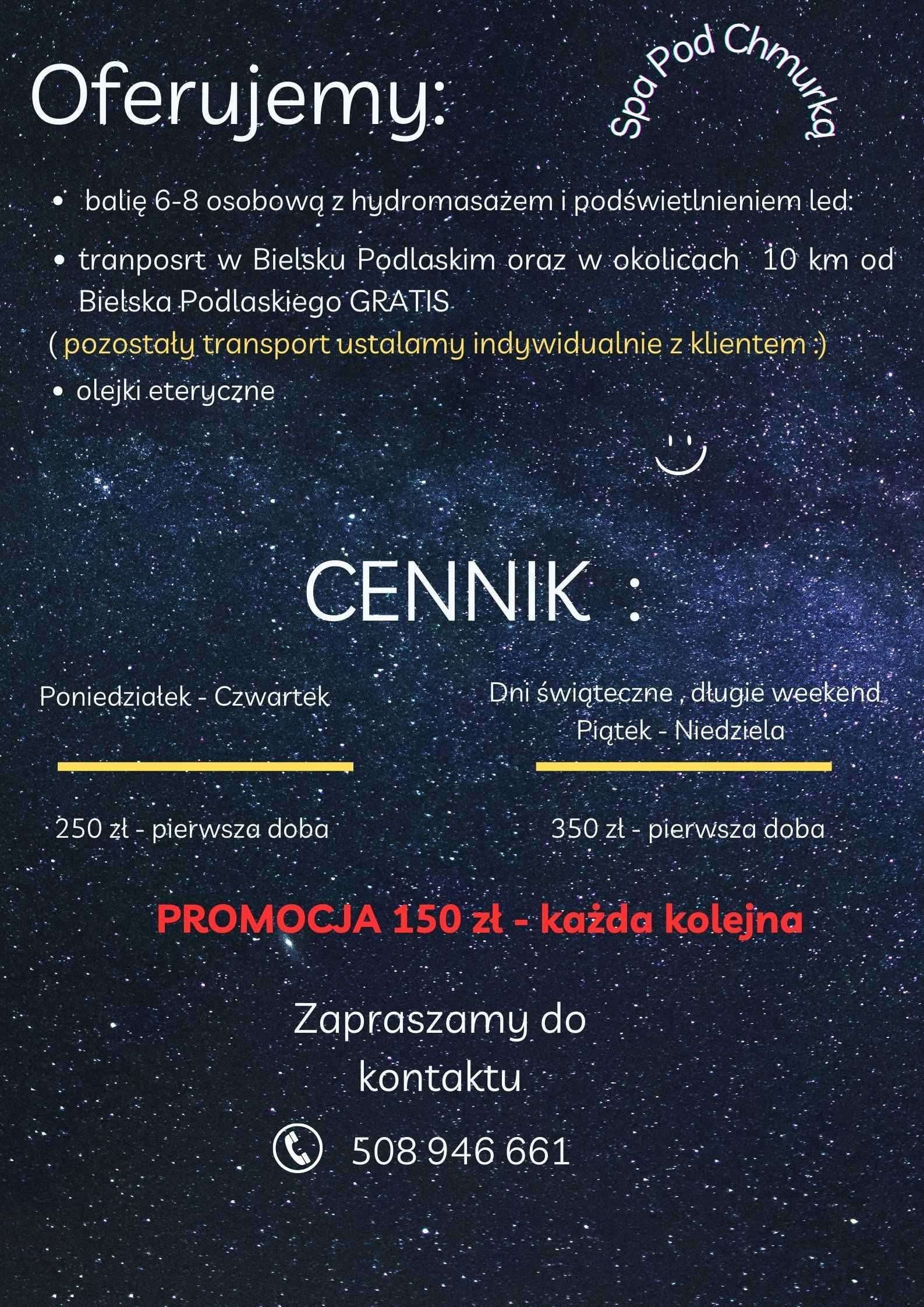 Wynajem Mobilna Balia Ruska bania Spa Jacuzzi Hydromasaż