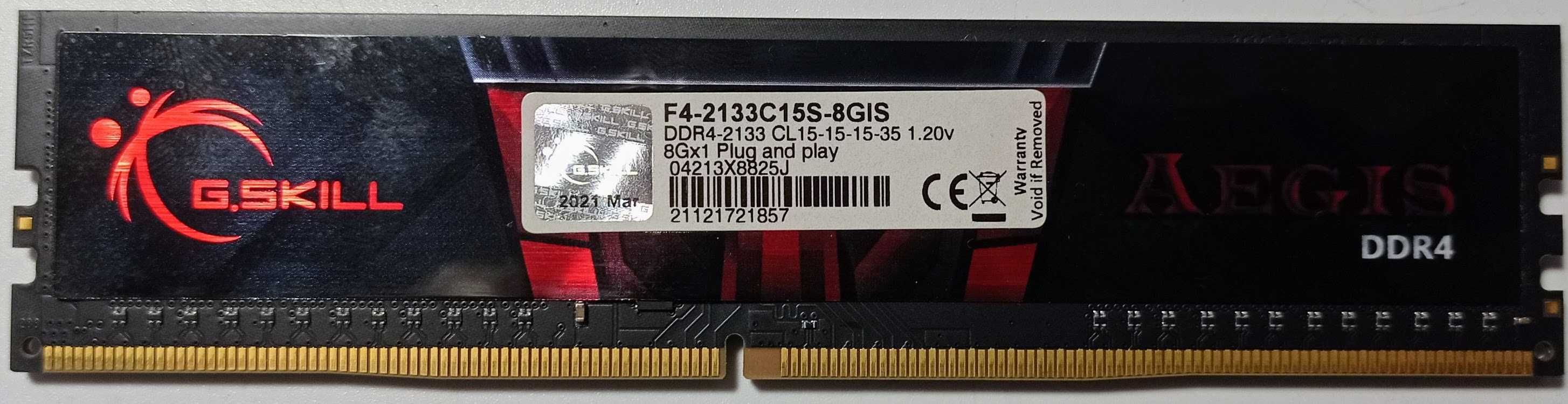 Memória RAM G.SKILL Aegis 8GB (1x8GB) DDR4-2133MHz CL15 Preta