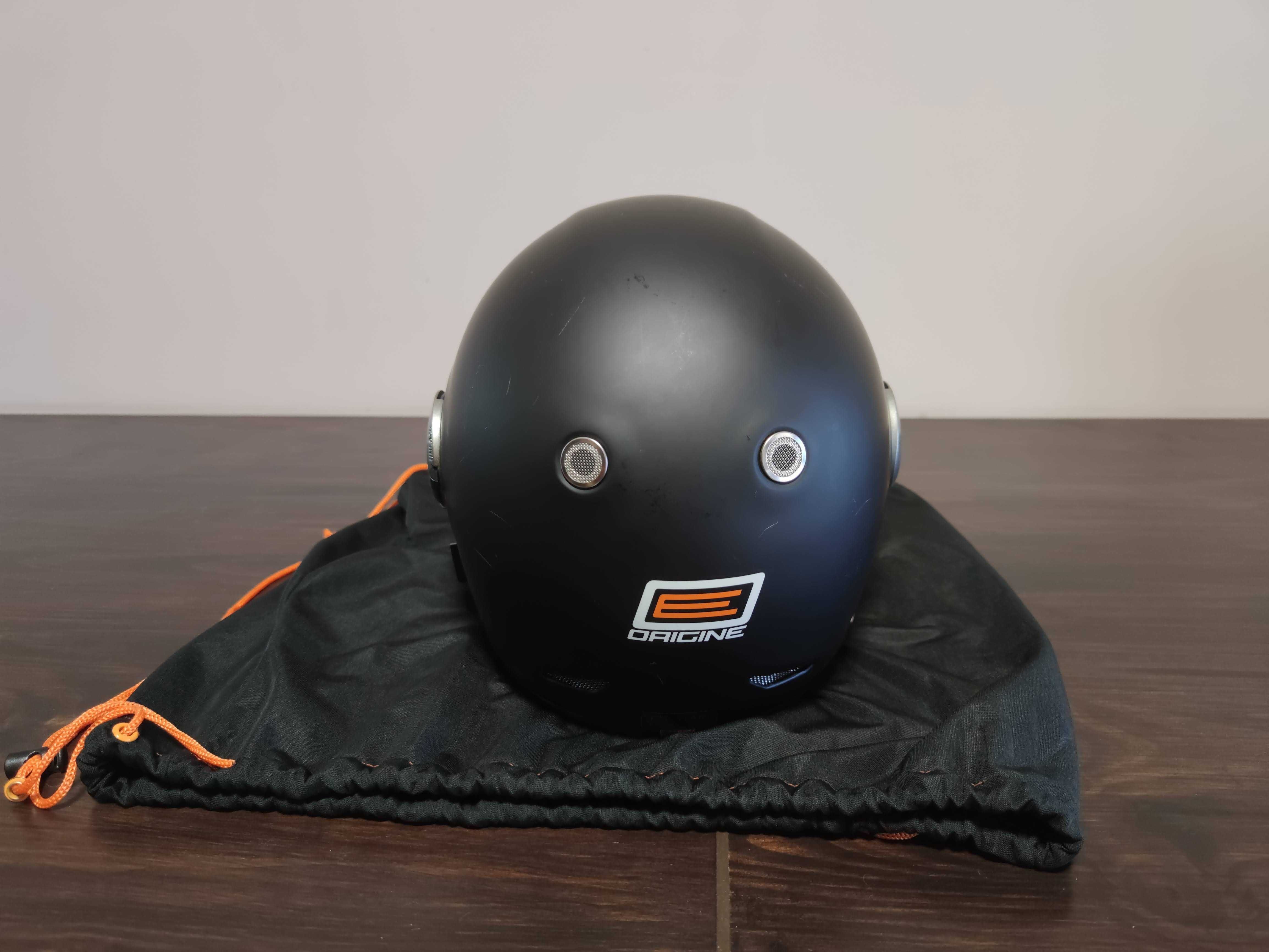 Capacete Origine Vega S preto estilo retro, com caixa e saco original