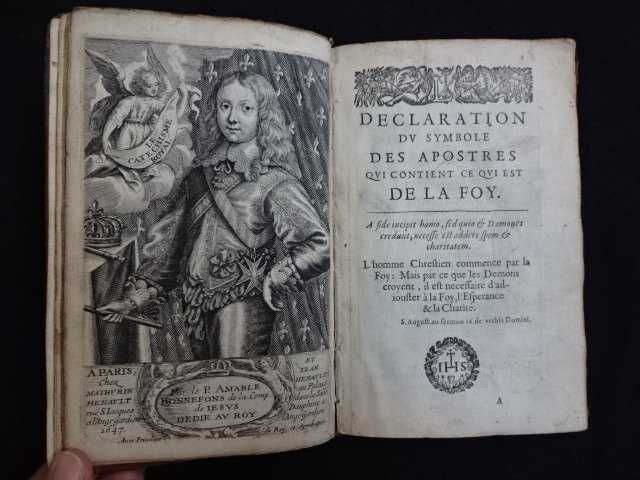 RARA 1.ª edição do Catecismo Real de Amable Bonnefons. 1647.
