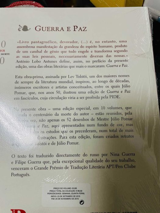 Coleção Guerra e Paz-ilustrações Júlio Pomar- nova, ainda plastificada