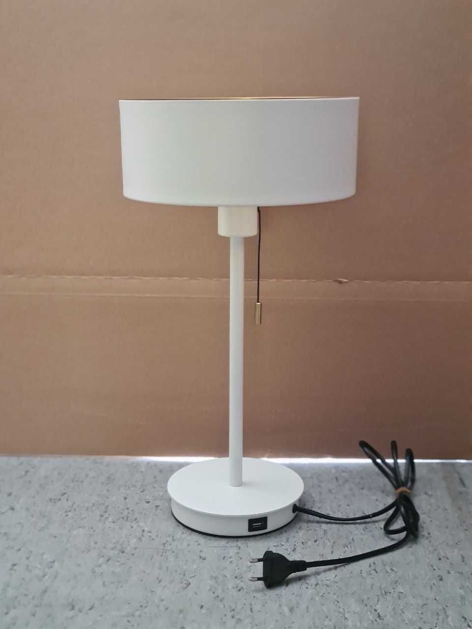 Lampa stołowa, biurowa, nocna, z USB. Biało-złota, stan idealny.