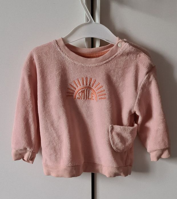 Morelowa bluzka bluza z długim rękawem kieszeń smile słońce napy rozm