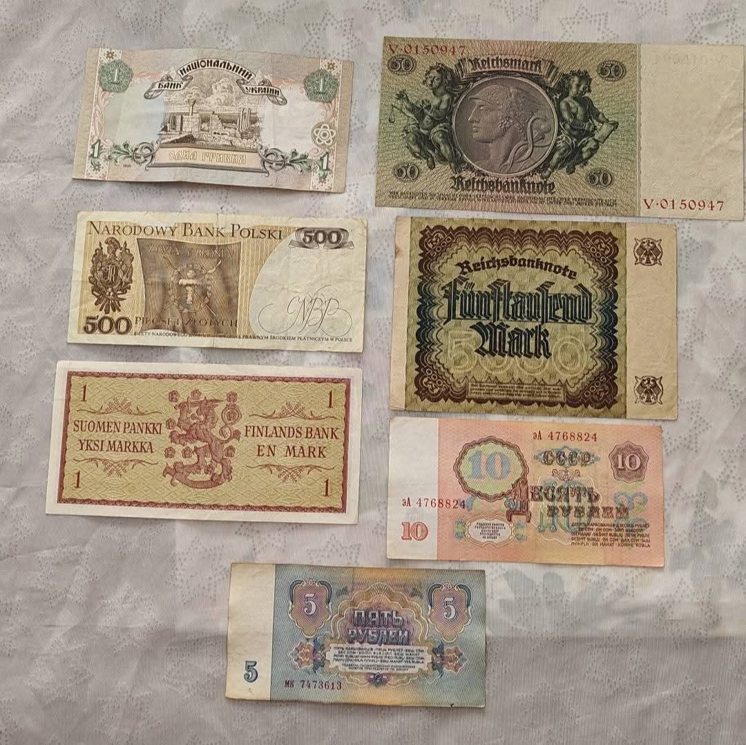 Banknoty Zestaw nr 48 mix z Europy 7 sztuk