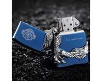 Зажигалка бензиновая ZORRO Lover Eagle Wings Blue Silver