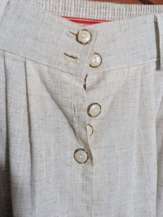 Kremowa dluga spodnica na gumce z kieszeniami rozmiar L