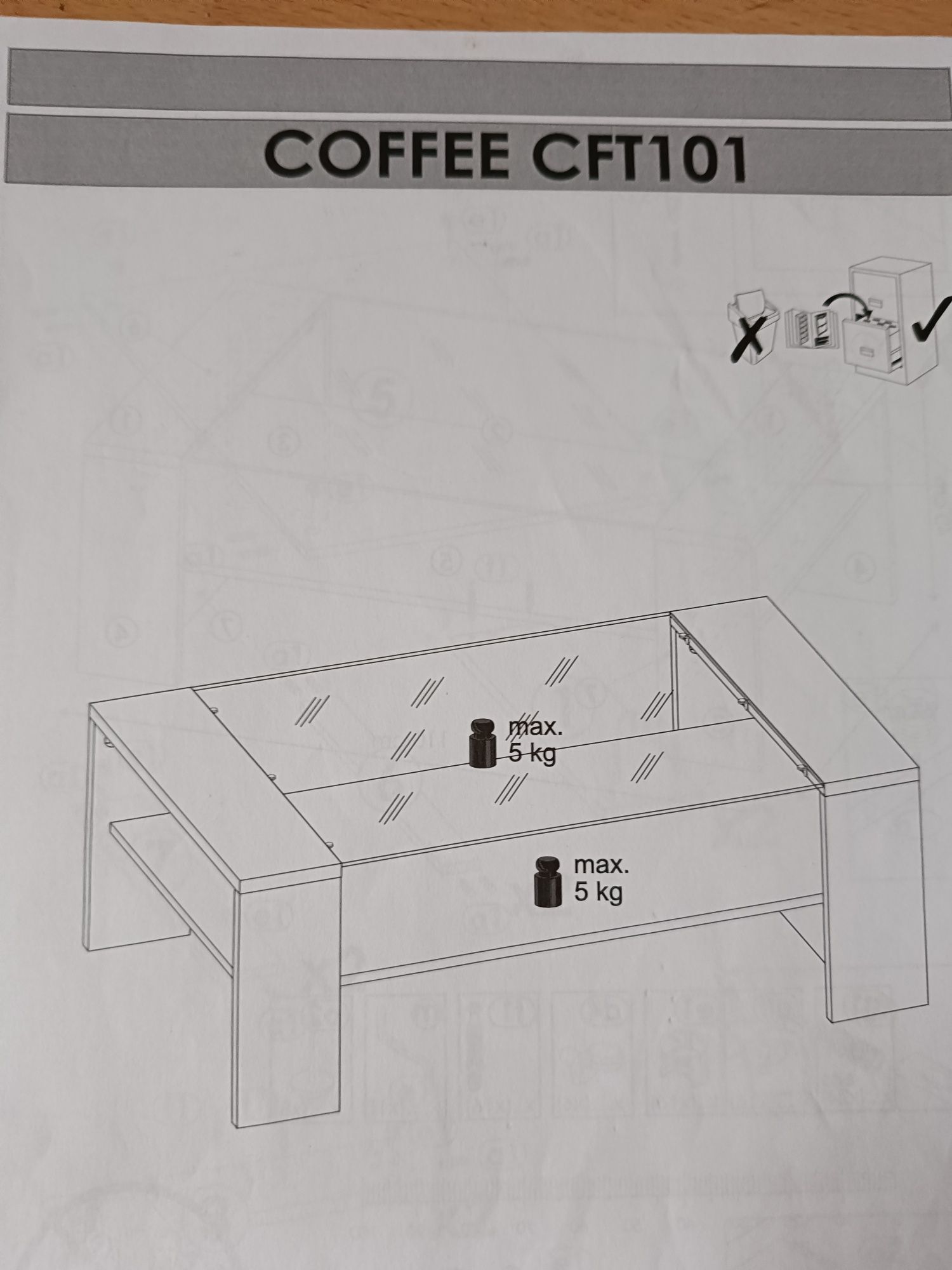 Stolik/ława ze szkłem COFFEE CFT101