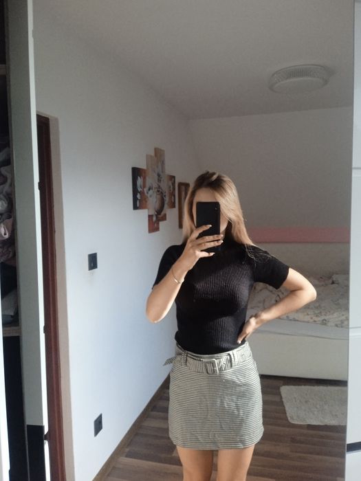 Podkoszulek sweterkowy ciepły t-shirt bluzka jak wełna viskoza oversiz