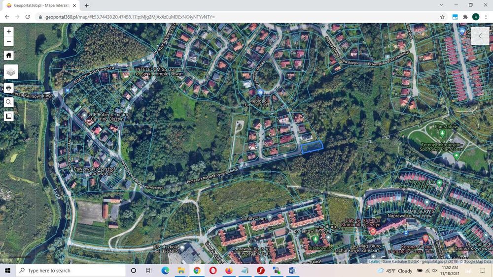 Sprzedam dzialke Olsztyn Brzeziny P. Towarnickiego