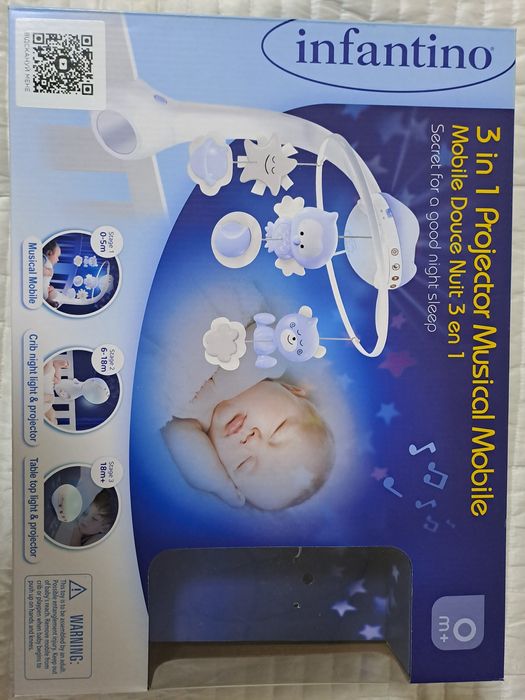 Музыкальный мобиль с проектором Infantino 3 в 1 серый