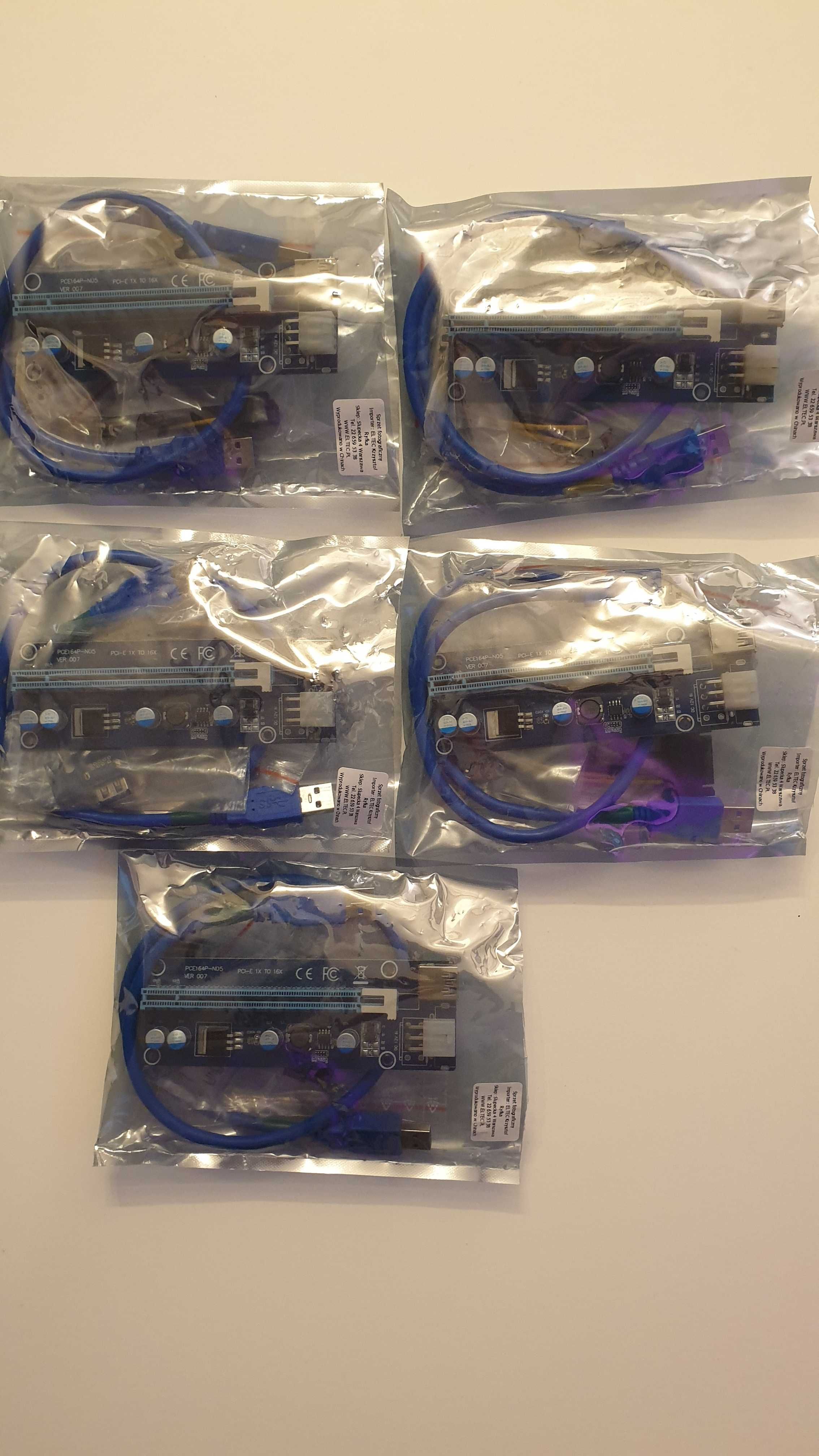 5x Taśma Riser USB3.0 PCI-E PCI 1x-16x 6PIN SATA 007