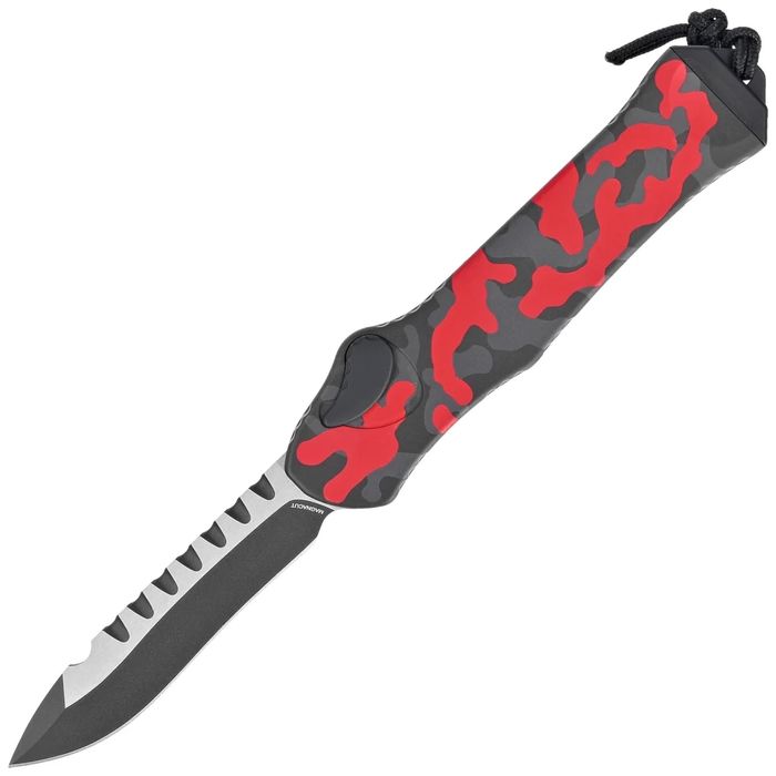 Nóż automatyczny OTF Heretic Hydra R/E Red Camo Aluminium, Black/Satin