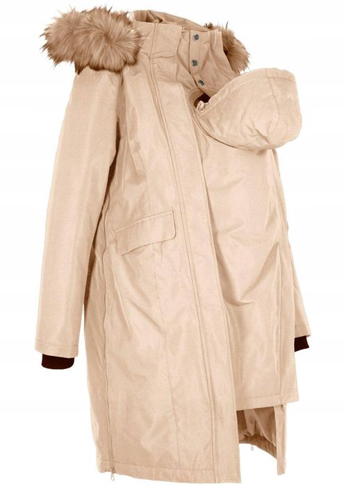 B.P.C kurtka ciążowa długa z panelem i futerkiem 52.