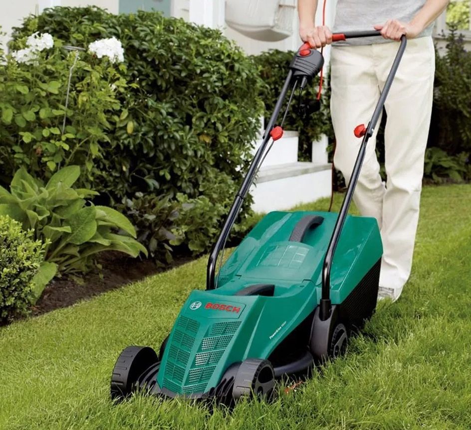 BOSCH Kosiarka Elektryczna Ogrodowa Regulacja 1200W 32 cm Kosz 31L