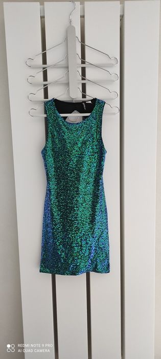 sukienka h&m rozm.34/zielony szmaragdowy/bal syrenka strój karnawałowy