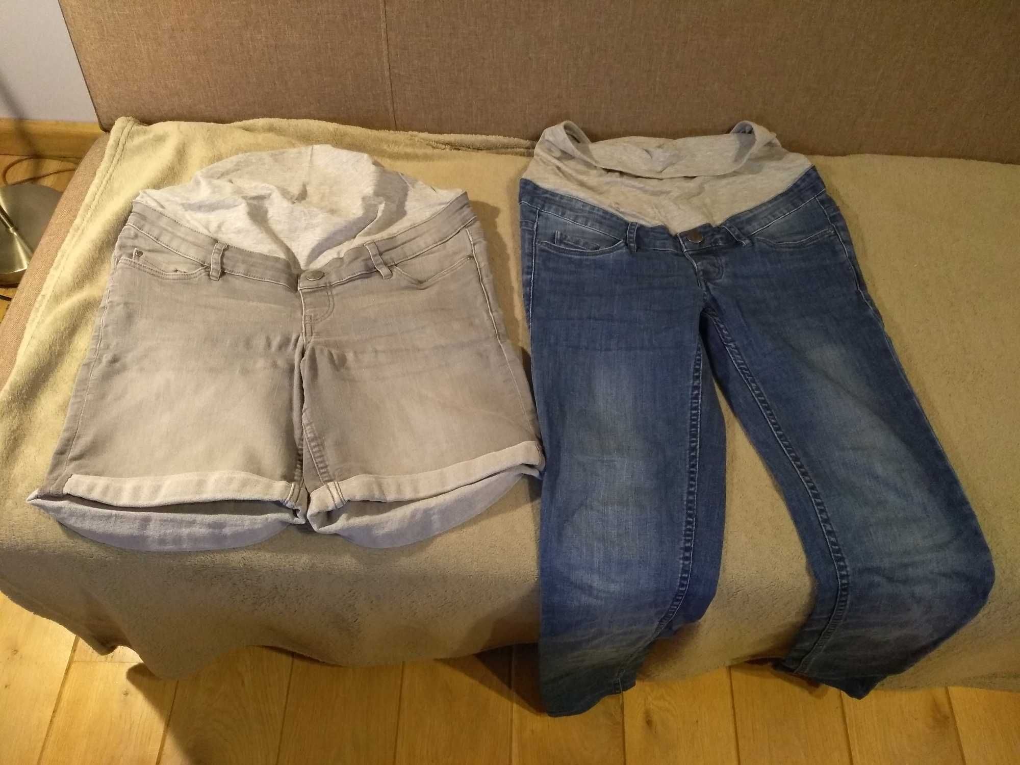 Spodnie jeansy ciążowe długie (roz. 34) oraz krótkie (roz. 36)