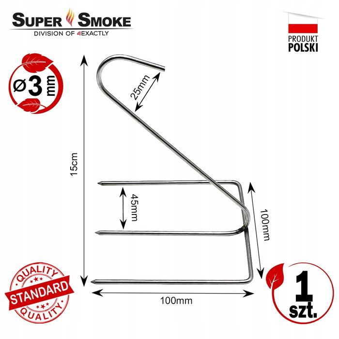 Hak Wędzarniczy Super Smoke do kurczaka 3mm Standard 15cm