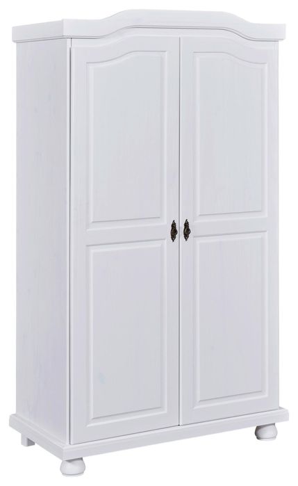 Stylowa biała szafa sosnowa bielona  – klasyczny design.
