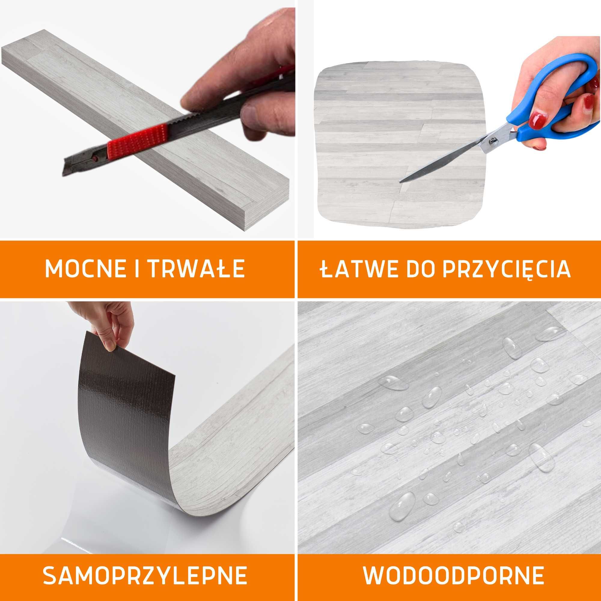 Panele Winylowe Samoprzylepne 5m² BIELONY SZARY DĄB Deski parkiet
