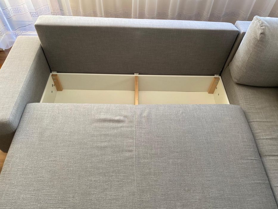 Sofa rogówka rozkładana szara Agata poduszki r