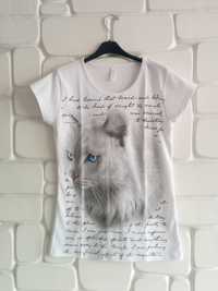 NOWA damska bluzka z kotem - T-shirt - koszulka z krótkim rękawem