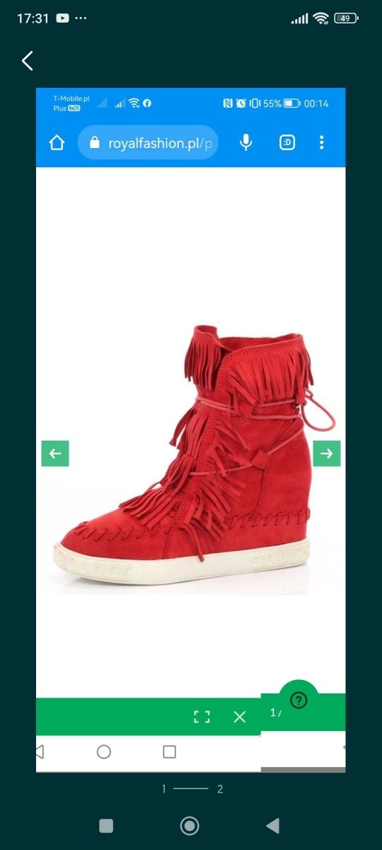 Czerwone buty z frędzlami