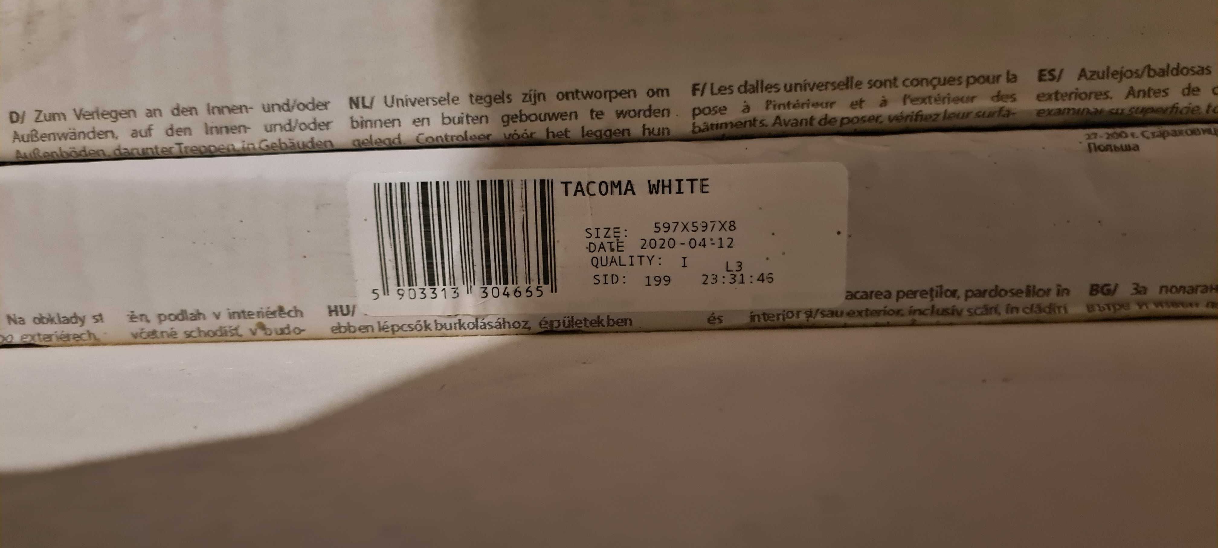 Płytka gresowa tacoma white cerrad 60x60 cena za 1,43 m2