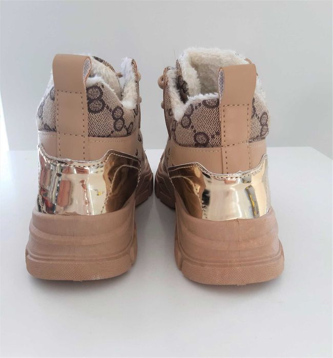TRAPERY SNEAKERSY za kostkę ocieplane BEŻOWE r.40